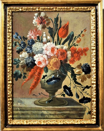 Tableaux et dessins Tableaux XVIIIe siècle - Paire "Natures mortes de fleurs" Maître des fleurs Guardeschi, Venise XVIIIe